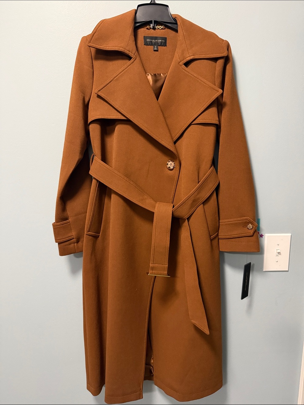 Donna Karan Rust Brown Belted Trench Coat